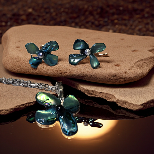 Emerald Tide Resin Jewellery Set – Handcrafted Necklace & Earrings | Resin & Root