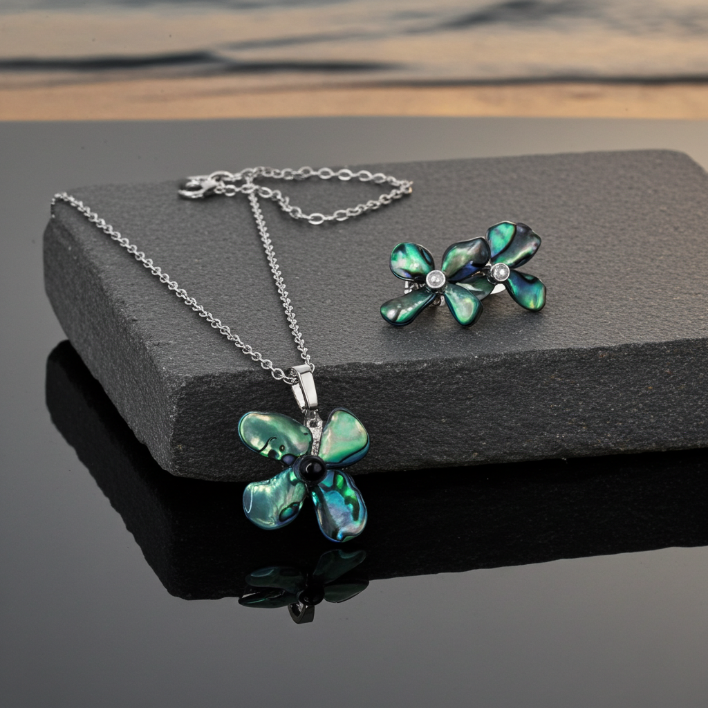Emerald Tide Resin Jewellery Set – Handcrafted Necklace & Earrings | Resin & Root