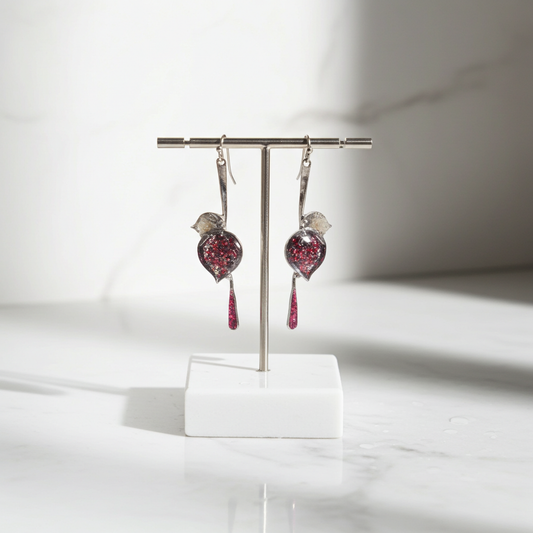 Bird & Pomegranate Resin Earrings/Gentle Collection