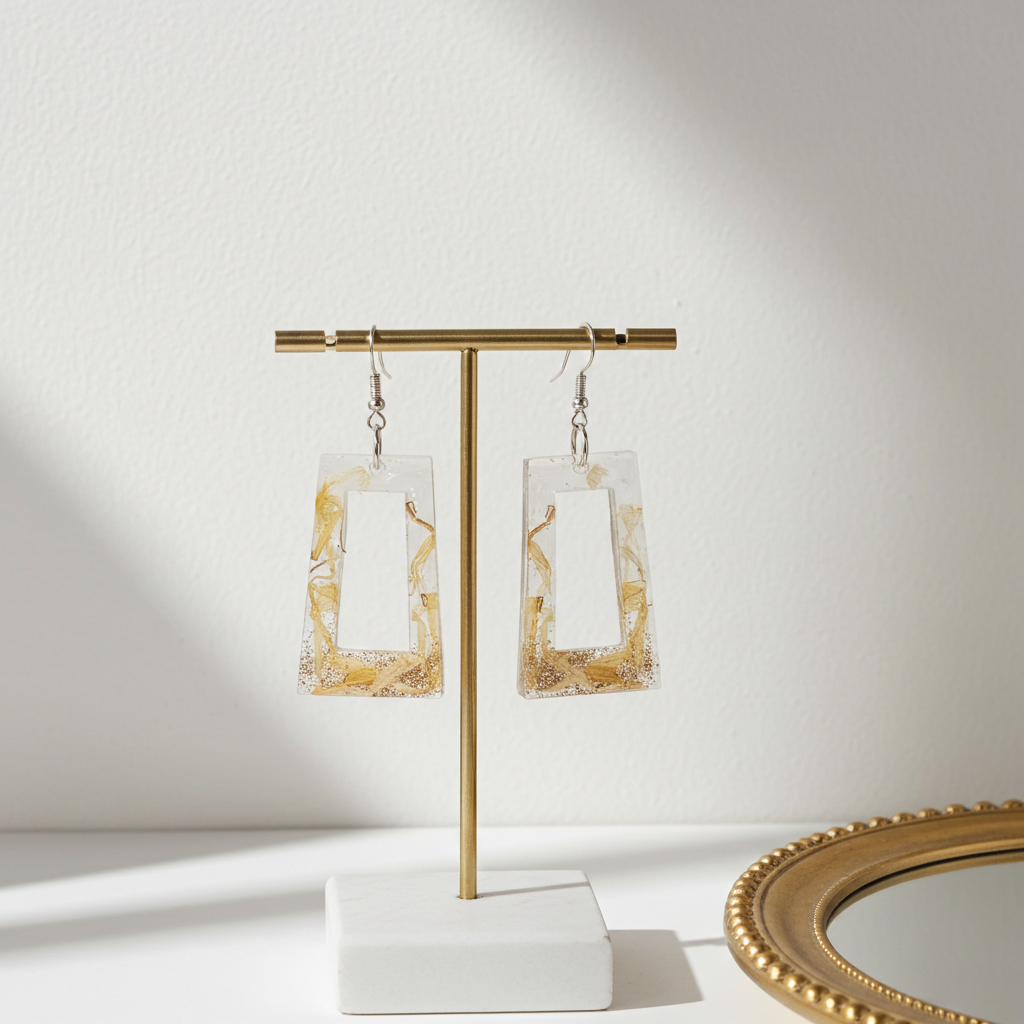 Tea Leaf Window Earrings – Real Tea Leaf in Resin