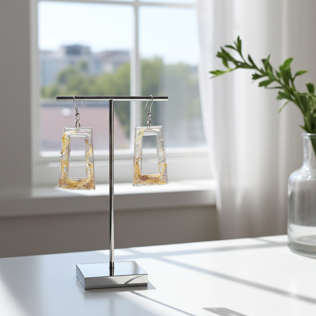 Tea Leaf Window Earrings – Real Tea Leaf in Resin