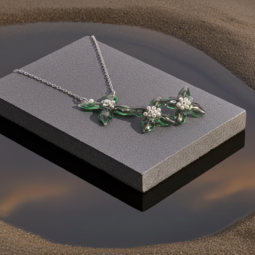 Emerald Bloom Resin Jewellery Set – Handcrafted Necklace, Earrings & Bracelet | Resin & Root