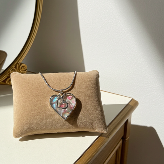 Handmade – Moonlit Heart Resin Jewellery Set (Necklace & Earrings)