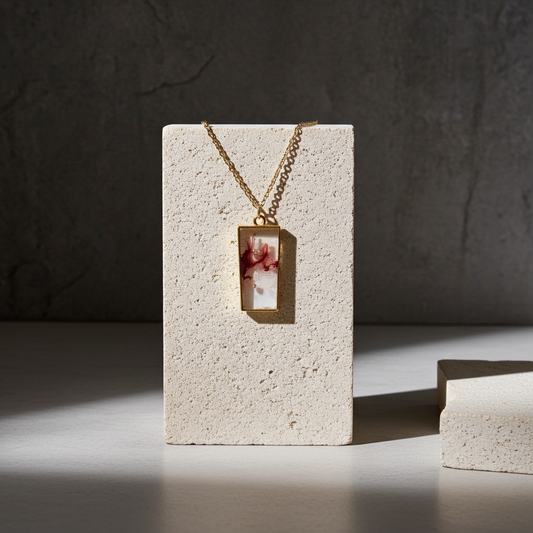 Handmade – Crimson Flow Resin Necklace
