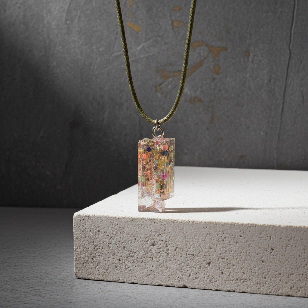 Confetti Dreams Pendant – Resin Charm with Colourful Beads