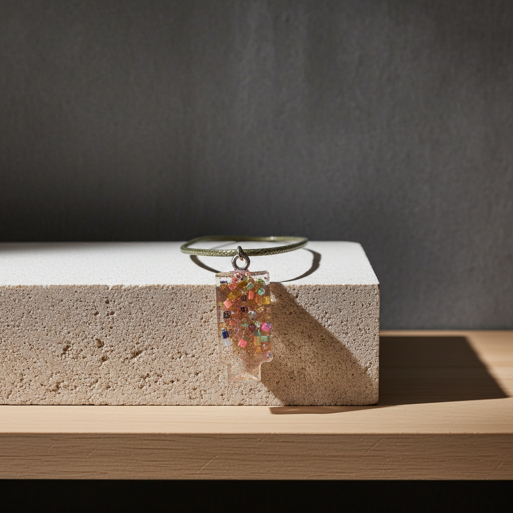 Confetti Dreams Pendant – Resin Charm with Colourful Beads