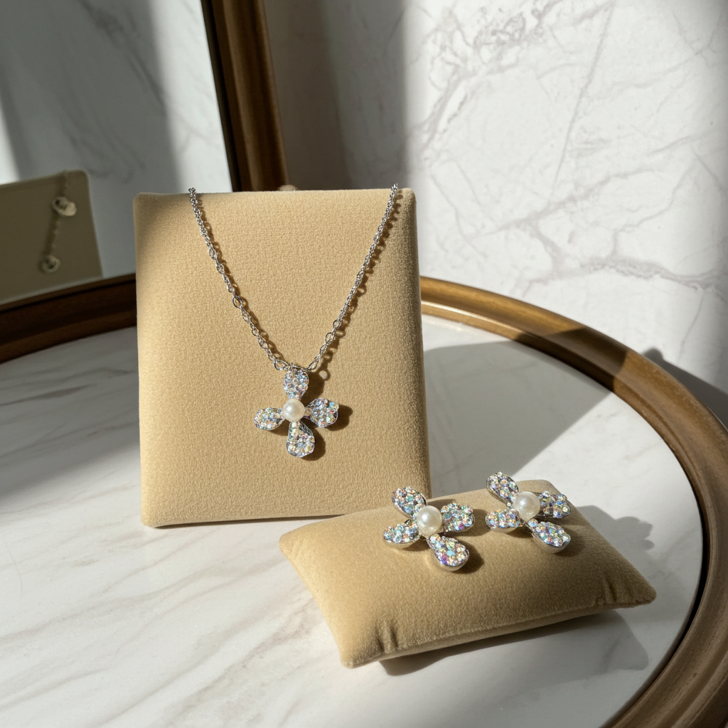 Handmade Floral Resin Necklace & Earrings Set | Resin & Root