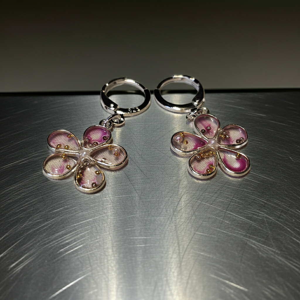 Pink Bloom Hoop Earrings