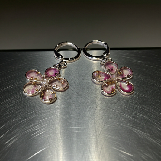 Pink Bloom Hoop Earrings