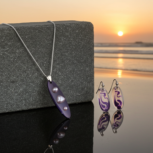 Purple Love Resin Set – Necklace & Earrings | ResinDream Jewellery